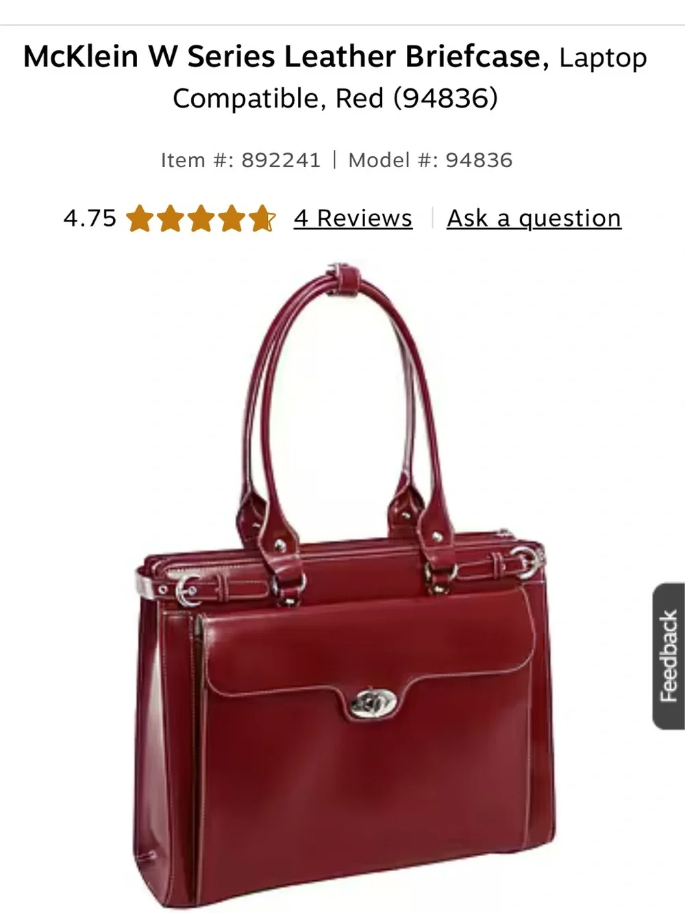 Structured Red Leather Satchel with Turn-Lock Detail